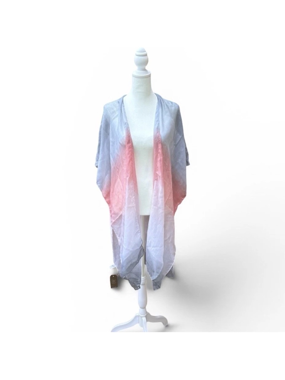 Janice Apparel Layering Kimono Cardigan Womens Multicolor Open Front Pink Grey
